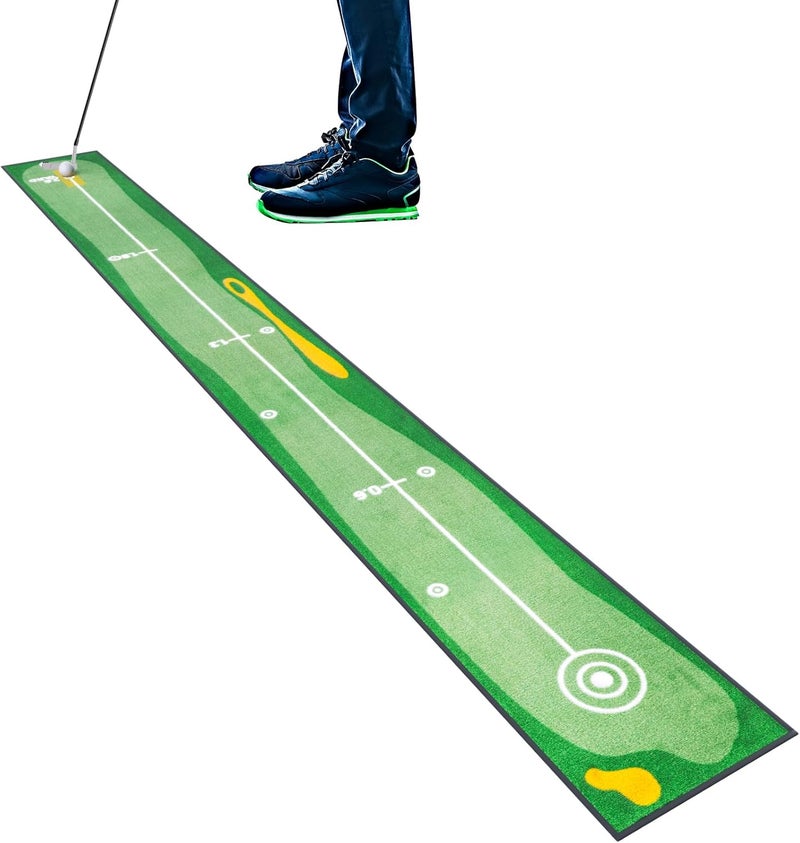 Ponsonbay Golf Putting Mat Indoor & Outdoor Professional Golf Practice Putting Green Mat with Distance Marker Anti Slip Backing Golf Training Accessories Portable Matt - Image 1
